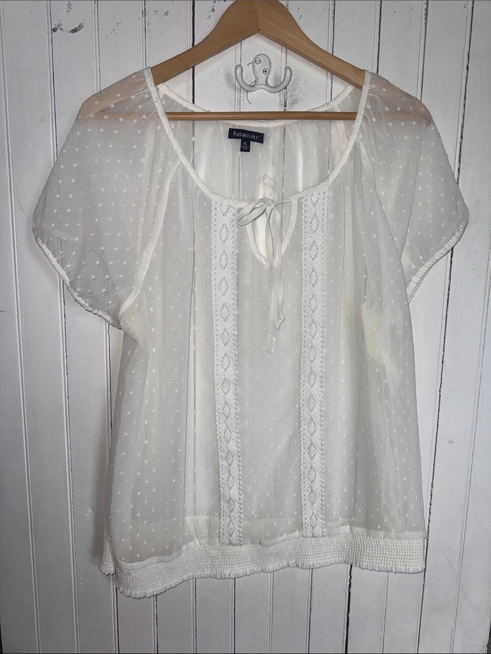 Relativity Y2K Sheer Top White Size XL
